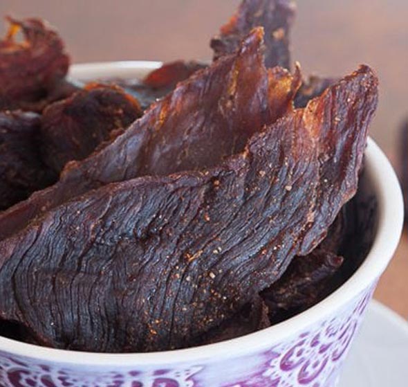 beef jerky in a bowl